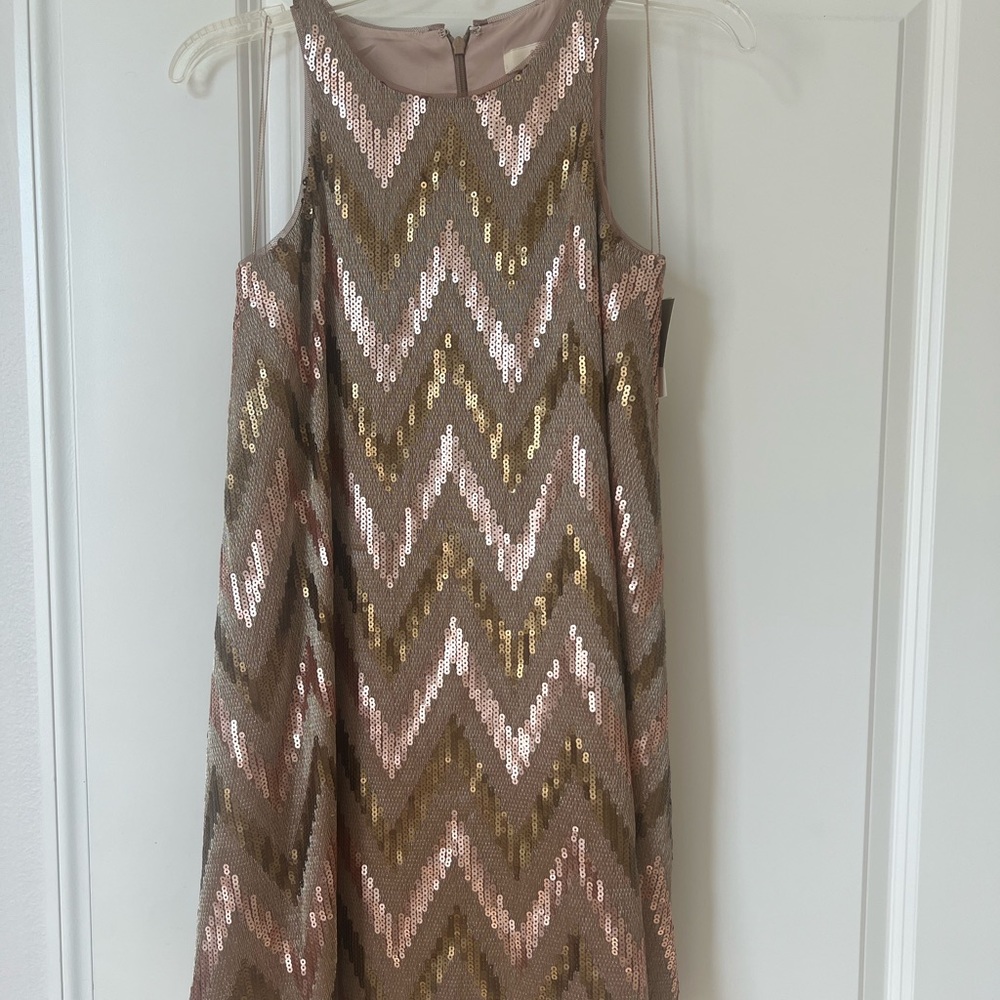 Sequence Aiden Mattox sleeveless dress in rose gold